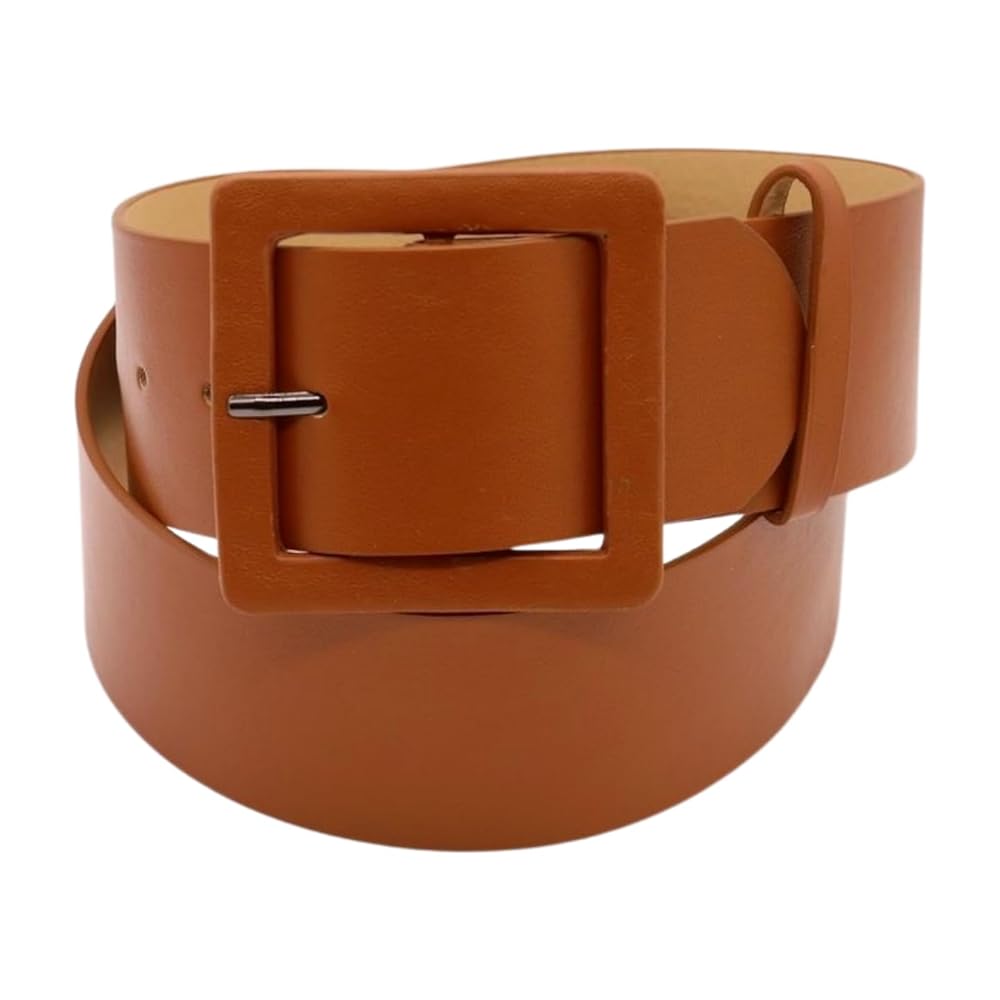 【cacharel】 BROWN LEATHER wide BELT Vintage Cacharel Brown Reptile Leather Tortoise Buckle Stud
